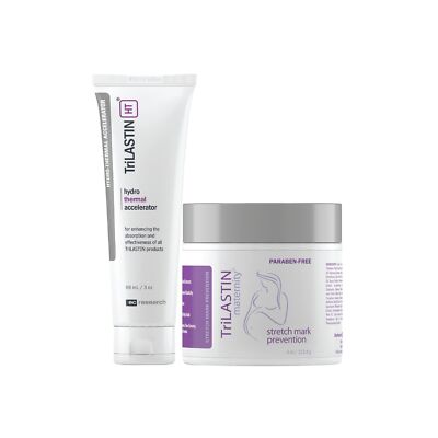 TriLASTIN Maternity Stretch Mark Prevention Cream (4oz) Bundle with Hydro-The...