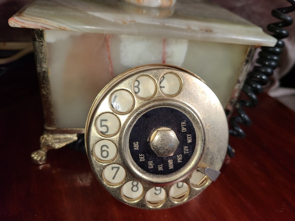 Ancien Téléphone Fatap En Marbre Onyx – Vintage Décoratif Et Fonctionnel
