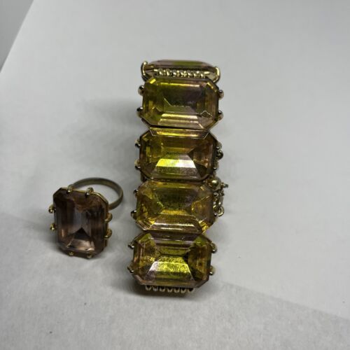 Brazalete y anillo grande de estrás Schiaparelli para restauración.  E - Imagen 1 de 21