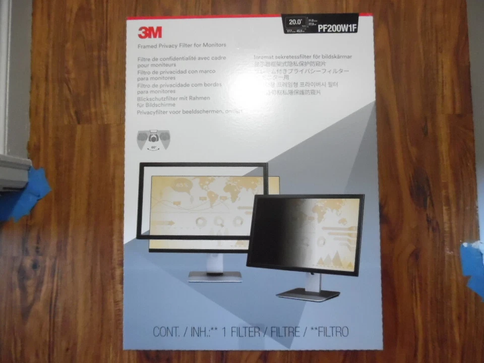 3M Framed Privacy Filter 20" Widescreen Monitor (16:10 - 17.7" x 11") (PF200W1F) - Image 2 of 4