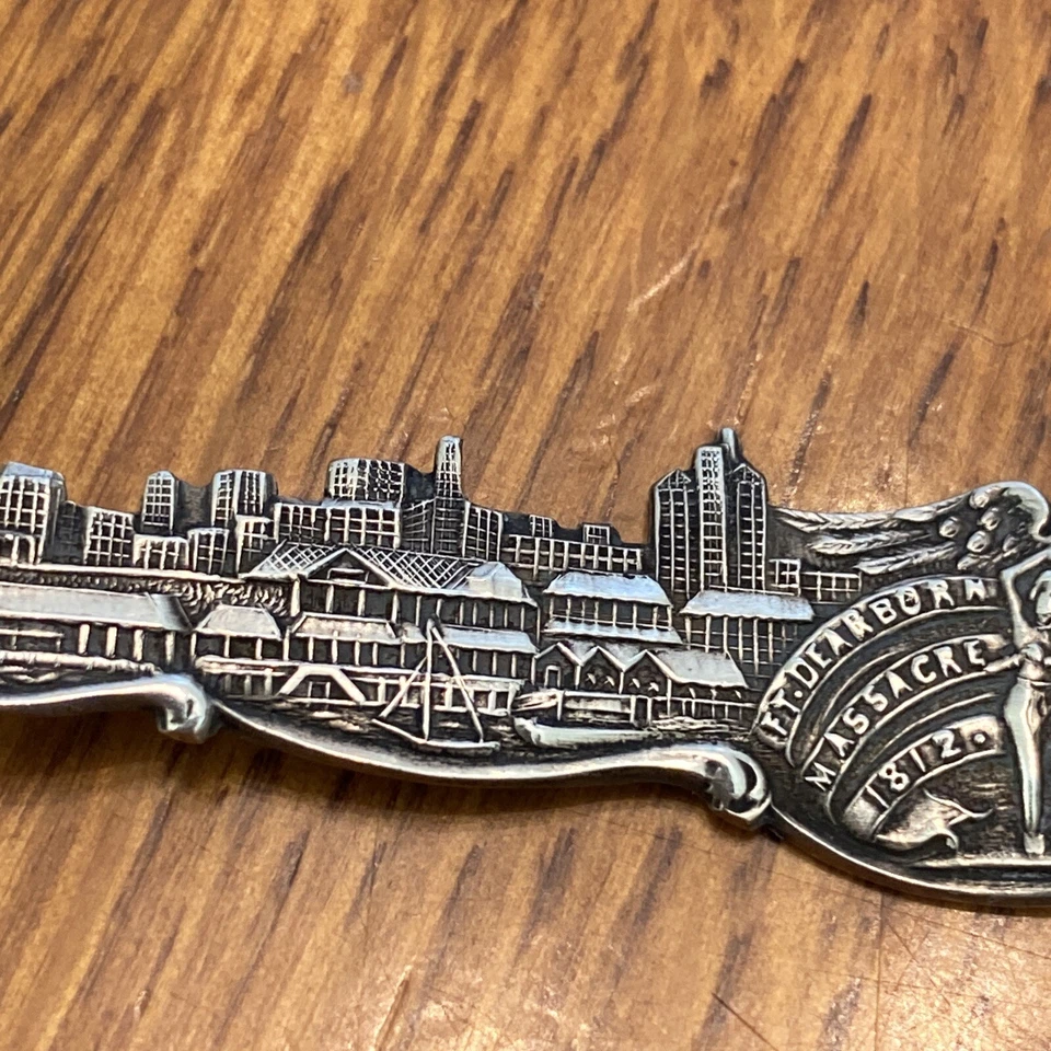 Manchester Mfg Art Nouveau Plata Esterlina Chicago Fort Dearborn Masacre Masons Foto 3 de 4