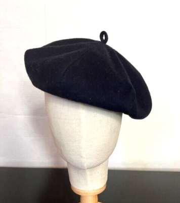 Vintage 80s The Duffer of St George Navy Wool Beret sz XL Made in 
