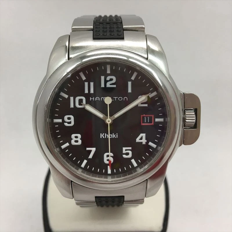HAMILTON Men s Quartz Khaki 6309 Black Dial Watch used Excellent