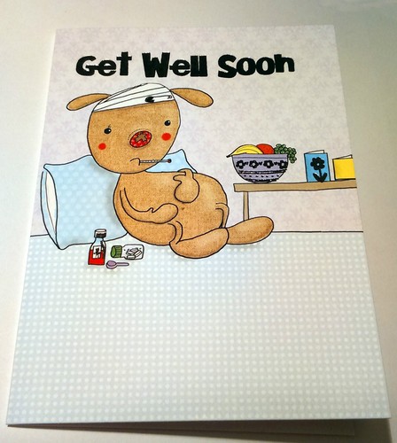 GET WELL SOON CARD 3 Designs POORLY PUPPY SPEEDY RECOVERY 5x7" Glitter SILVER - Picture 3 of 15