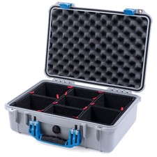 Silver and Blue Pelican 1500 case with TrekPak Dividers.