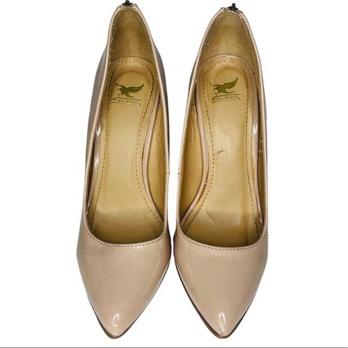 Shiekh Nude Vegan Patent Leather Pointed Toe Pumps Women Size 7 - Picture 6 of 7