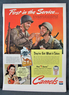 Vintage 1940's Camel Cigarettes Magazine WWII Ad Full Page R J Reynolds Tob Co