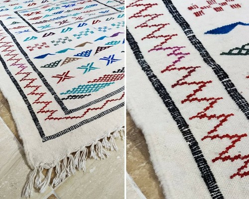Moroccan Berber Rug 3x5 ft, 100% Soft Wool Solid Natural Off White Best Gift - Picture 3 of 7