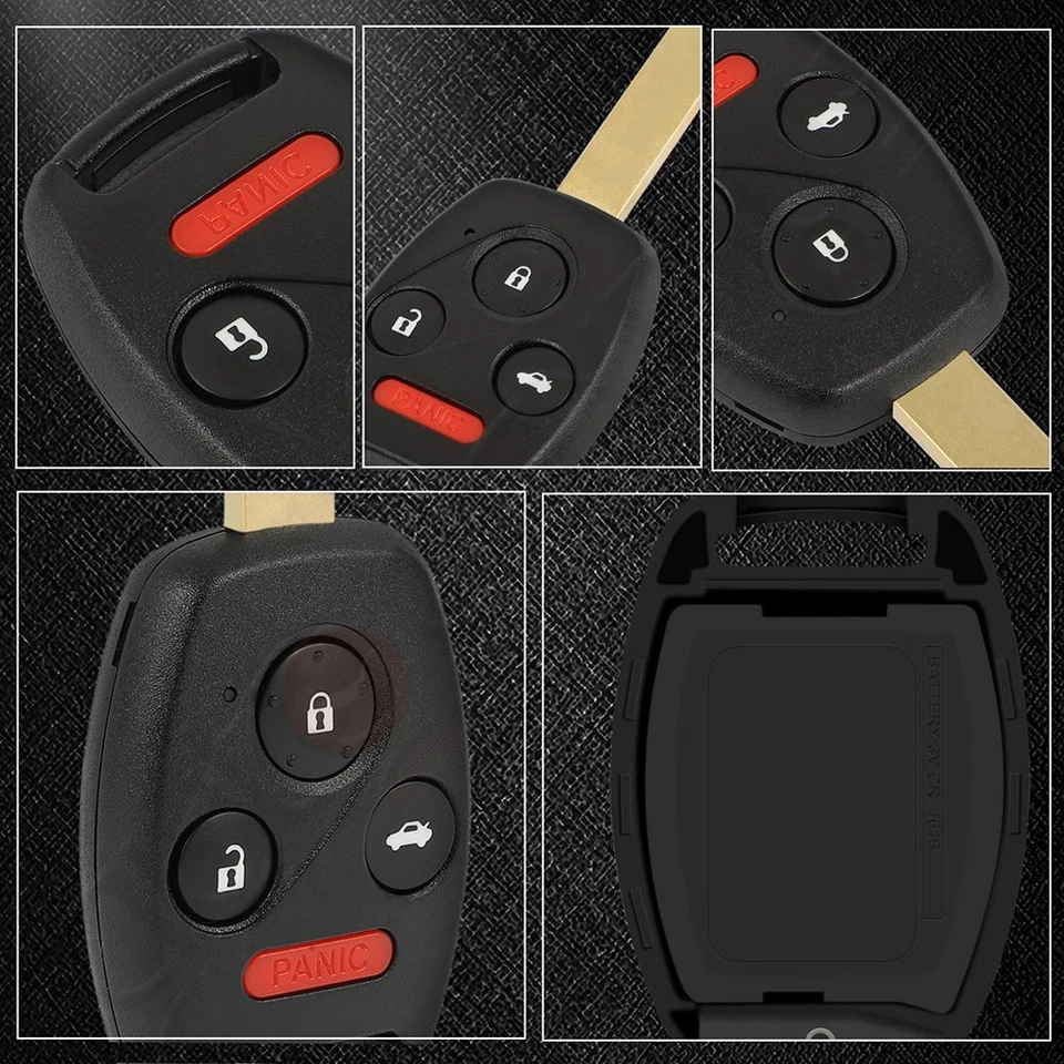 2 Llavero de coche remoto para Honda Civic 2006 2007 2008 2009 2010 2011 4 botones Foto 2 de 4