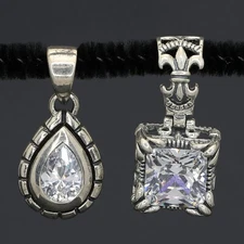 Vintage Silpada Sterling Silver Teardrop & Uptown CZ Pendant Lot S1204 S0979