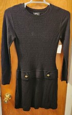By & By Black Acrylic Crew Neck Long Sleeve Sweater Dress Women's Size Medium