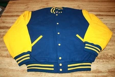 Vintage STEWART STRAUSS Letterman Jacket MENS Wool LEATHER RAMS WARRIORS UCLA 2X