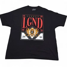 LGND Supply Co Tee Shirt Adult Size 2XL Black Hip Hop Y2K Streetwear Logo