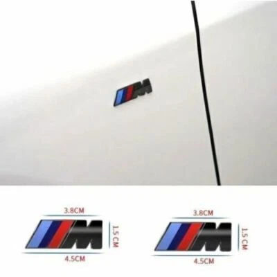 2x BMW M emblema ala laterale nero lucido parafango badge adesivo 45x15 mm