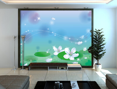 3D White Flowers G4822 Wallpaper Wall Murals Removable Self-adhesive Erin