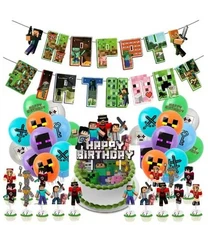 Mining Party Pack Kit 32pc Birthday Party Set Balloons, Cake Topper, Banner+