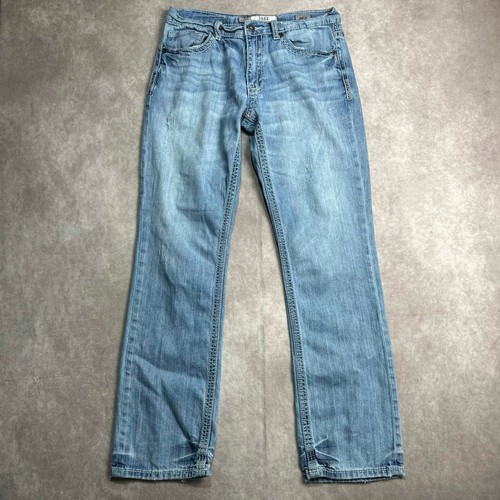 Jean BKE Denim Jake homme 31R jambe droite délavé bleu clair surpiqûres contrastées - Photo 2/9