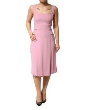 Dolce & Gabbana Pink Viscose Sleeveless Sheath Midi Women's Dress