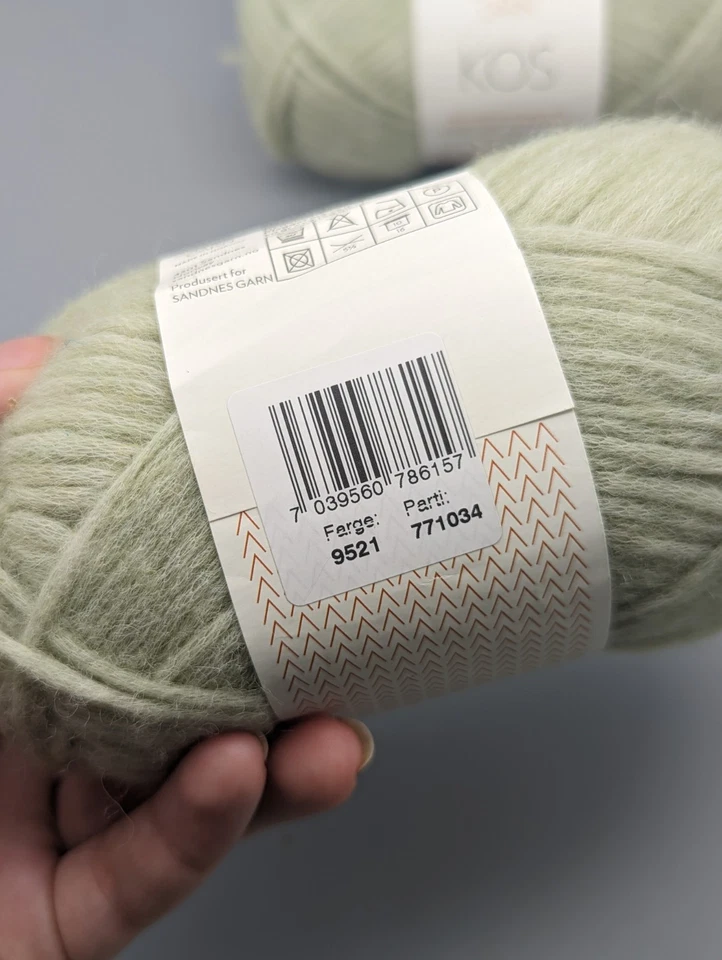 Baby Alpaca Wool Nylon Yarn Sandnes Garn KOS Worsted 50g X 3 Lot Light Green - Image 4 of 4