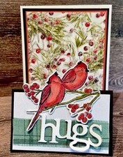 4 Cardinals Winter Berries HUG Any Occasion Stampin Up Card Kit Double Easel Set