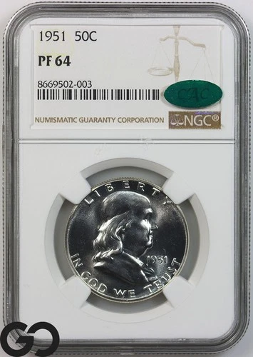 1951 Franklin Half Dollar PROOF, NGC PF-64 ** CAC Verified Premium Quality!