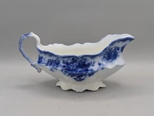 Antique J&G Meakin "Leon" Flow Blue Gravy Boat, Stamped, Excellent Condition