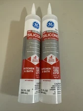 GE Tub & Tile 100% Silicone Waterproof 10.1 FL Oz Tube Caulk Clear Lot Of 2