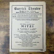 1928 Chicago IL Shubert Garrick Theatre Program Mitzi Lovely Lady Musical Comedy