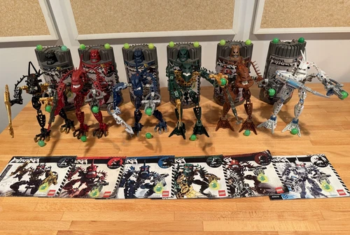 LEGO Bionicle PIRAKA Full Set of 6 (8900-8905) 100% Compl w/ Canisters & Manuals