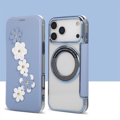 Magnet Blume Flip Wallet Case Handyhülle für iPhone 17 Pro 17 16E 16 15 14 13 12