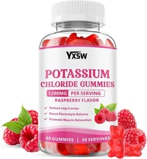 Potassium Gummies for Adults, Potassium Chloride Gummies Supplement 1200mg, 60ct