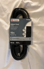 Indoor 15ft Power Cord - Utilitech - #0170224 - Black - New - Sealed - 15'