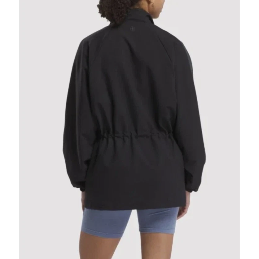 ANINE BING X REEBOK WOMENS XSMALL WINDBREAKER JACKET CINCH WAIST BLACK GRAY NEW - Image 2 of 4