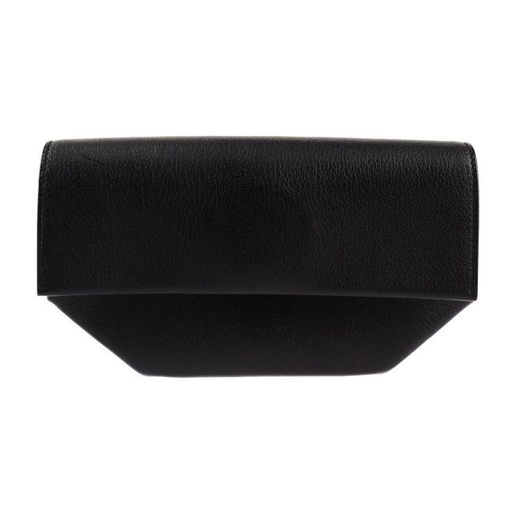 HERMES OPLI Clutch Bag 071966CK Chevre Black Silver Hardware