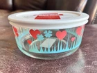 Pyrex Lucky in Love 4 Cup Storage Bowl — Red Hearts Teal Green Clover — NWT