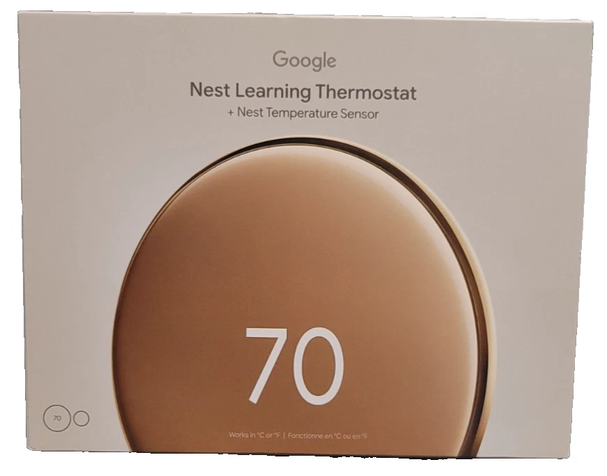 Google Nest Learning Thermostat 4th Gen Polished Gold + Temperature Sensor