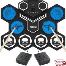 Upgraded Electric Drum Set Kids Portable 9 Pads Supports Recording  Headphones