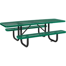 8' ADA Rectangular Picnic Table Expanded Metal Green (96" Long)