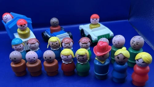 Vintage LOT of 16 Fisher Price Little People Assorted 20 people 2 cars and truck