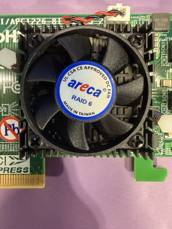 Areca Raid 6 Card ARC-1226-8I for Server RJ-45 Ethernet - Fan Runs - Read Below - Image 2 of 4