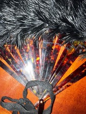Art deco antique tortoishell and ostrich feather hand fan.