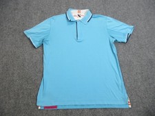 Robert Graham Polo Shirt Mens Medium Blue Tailored Fit Summer Casual Cotton Golf