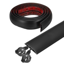 6ft D Cord Cover Floor W0.5" x H0.3" Hide Cable Wire Covers Black