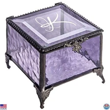 Personalized J Devlin 836 EB251 Monogrammed Purple Glass Jewelry Box & Case