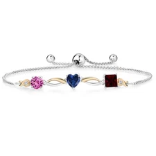 925 Silver and 10K Yellow Gold Pink Created Sapphire Created Sapphire Garnet