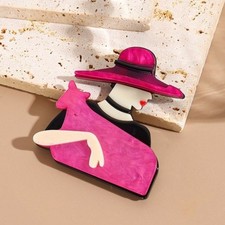 Cartoon Women Portrait Pin Large Coat Badge  Clothing Accessories