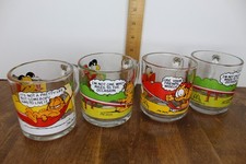 Set of 4 Garfield McDonald’s Mugs – 1978-1980 – Made in USA – Vintage Glass Cups