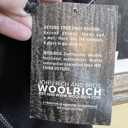 Neu mit Etikett Woolrich Fleeceweste Herren schwarz bestickt Flagge USA durchgehender Reißverschluss Large NEU - Bild 5 von 14