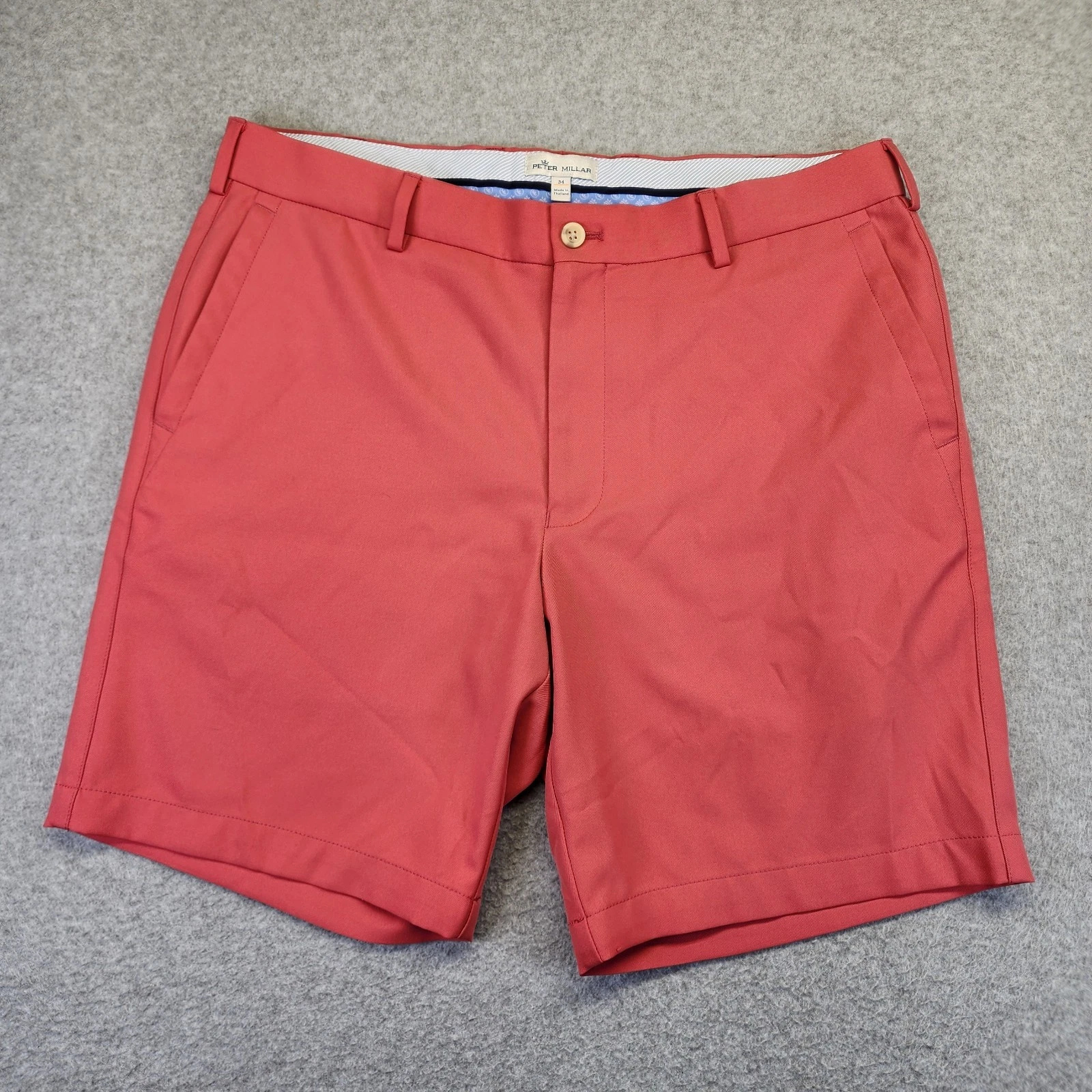 Peter Millar Mens 34 Salem Performance Chino Golf Shorts Coral Preppy
