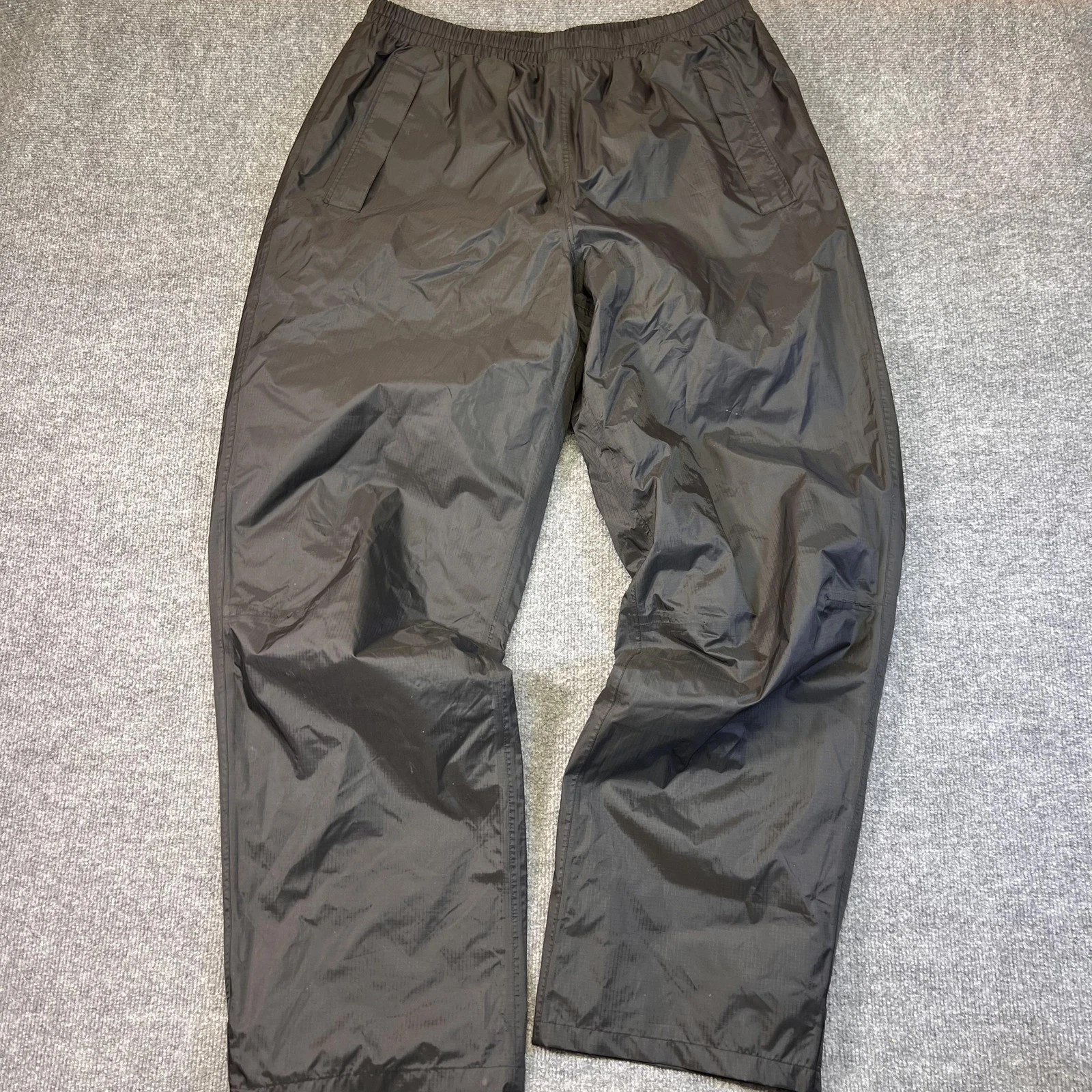 Sierra Sport Rain Pants Mens XL Black Nylon Elastic Waist Pockets Hiking 34x32